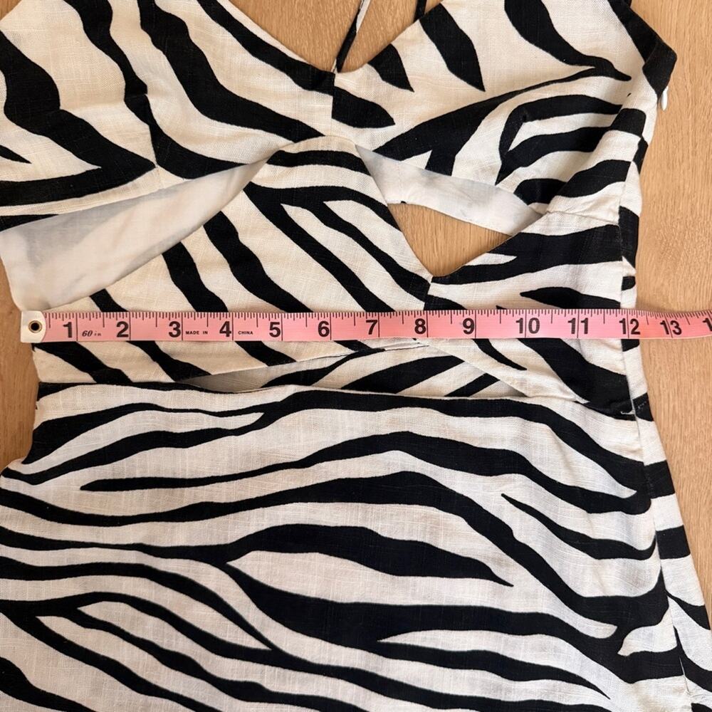 Zara black & white Zebra Print linen blend cutout spaghetti strap Mini Dress XS - Picture 11 of 16